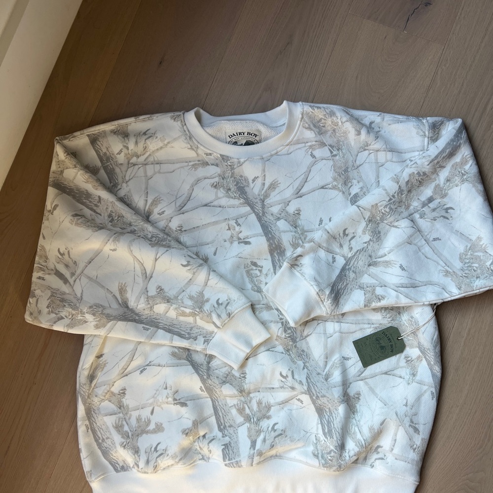 Dairy Boy Woodland Camo Oversized Crewneck